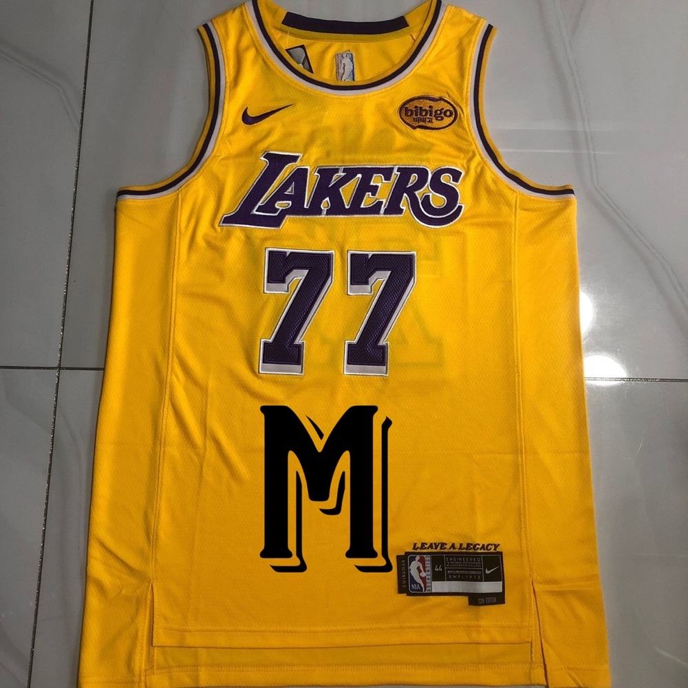 Double Stitched Luka Doncic Yellow Los Angeles Lakers Jersey